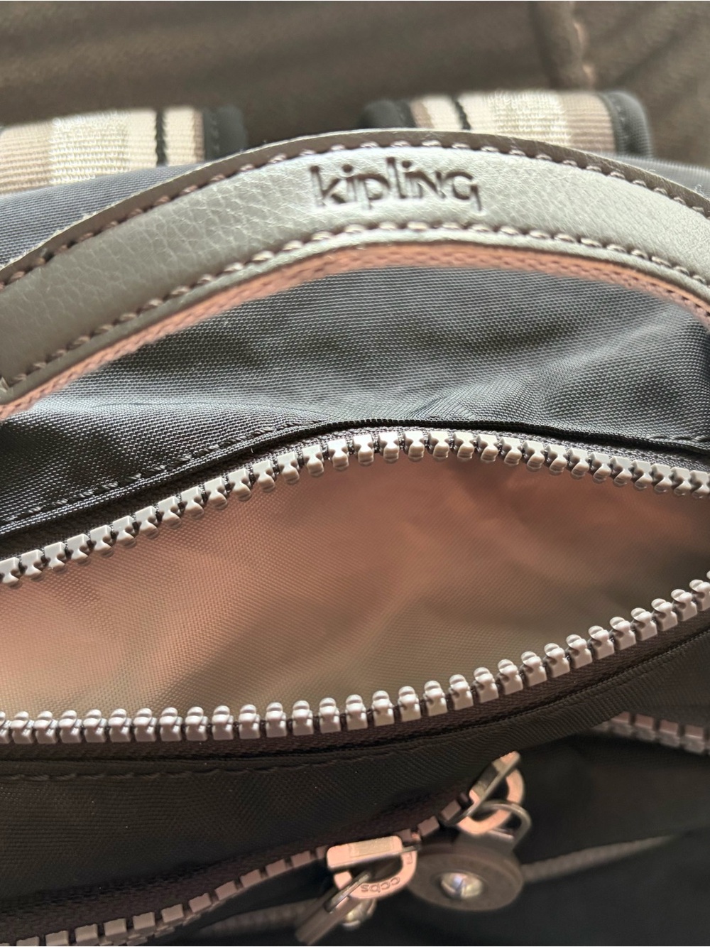 Kipling Black Nylon Backpack with Front Logo and Monkey Charm - Picture 4 of 8